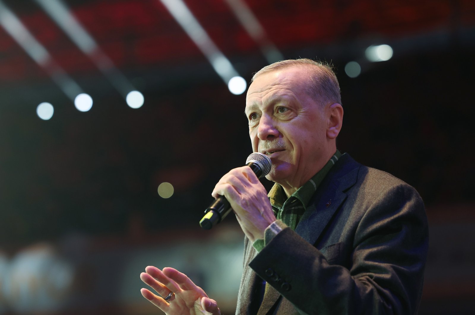 President Recep Tayyip Erdoğan speaks at his ruling Justice and Development Party (AK Party) event in Istanbul, Türkiye, Nov. 27, 2022. (IHA Photo)