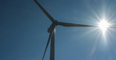 A wind turbine is seen in Kayseri province, central Türkiye, Oct. 24, 2022. (IHA Photo)