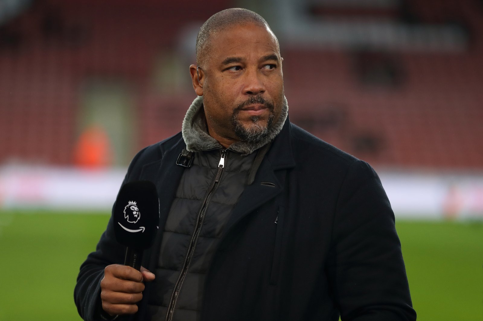 John Barnes working for Amazon Prime during the Premier League match between Sheffield United and Watford FC at Bramall Lane, Sheffield, U.K., Dec. 26, 2019. (Getty Images Photo)