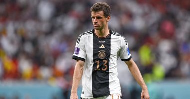 Germany's Thomas Muller looks on during the Group E FIFA World Cup Qatar 2022 match between Spain and Germany at the Al Bayt Stadium, Al Khor, Qatar, Nov. 28 2022. (Getty Images Photo)