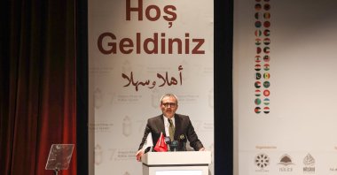 AK Party Kahramanmaraş Deputy Mahir Ünal speaks at the opening of "Türkiye's International Arabic Book and Culture Days," Istanbul, Türkiye, Nov. 30, 2022. (AA Photo)