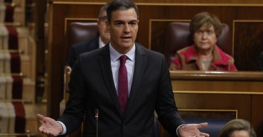 Spanish Prime Minister Pedro Sanchez at the Lower House, Madrid, Spain, Nov. 30, 2022. (EPA Photo)