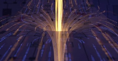 An artwork depicts a quantum experiment that observes traversable wormhole behavior. (Reuters Photo)