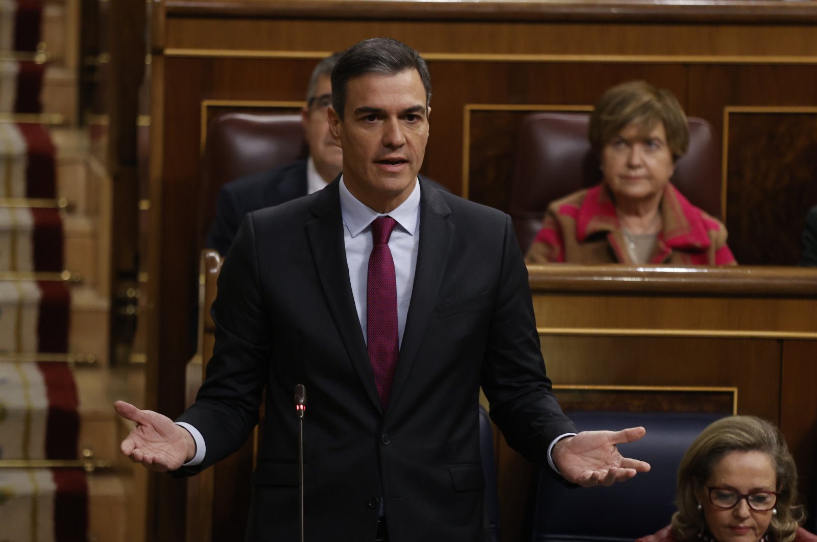 Spanish Prime Minister Pedro Sanchez at the Lower House, Madrid, Spain, Nov. 30, 2022. (EPA Photo)