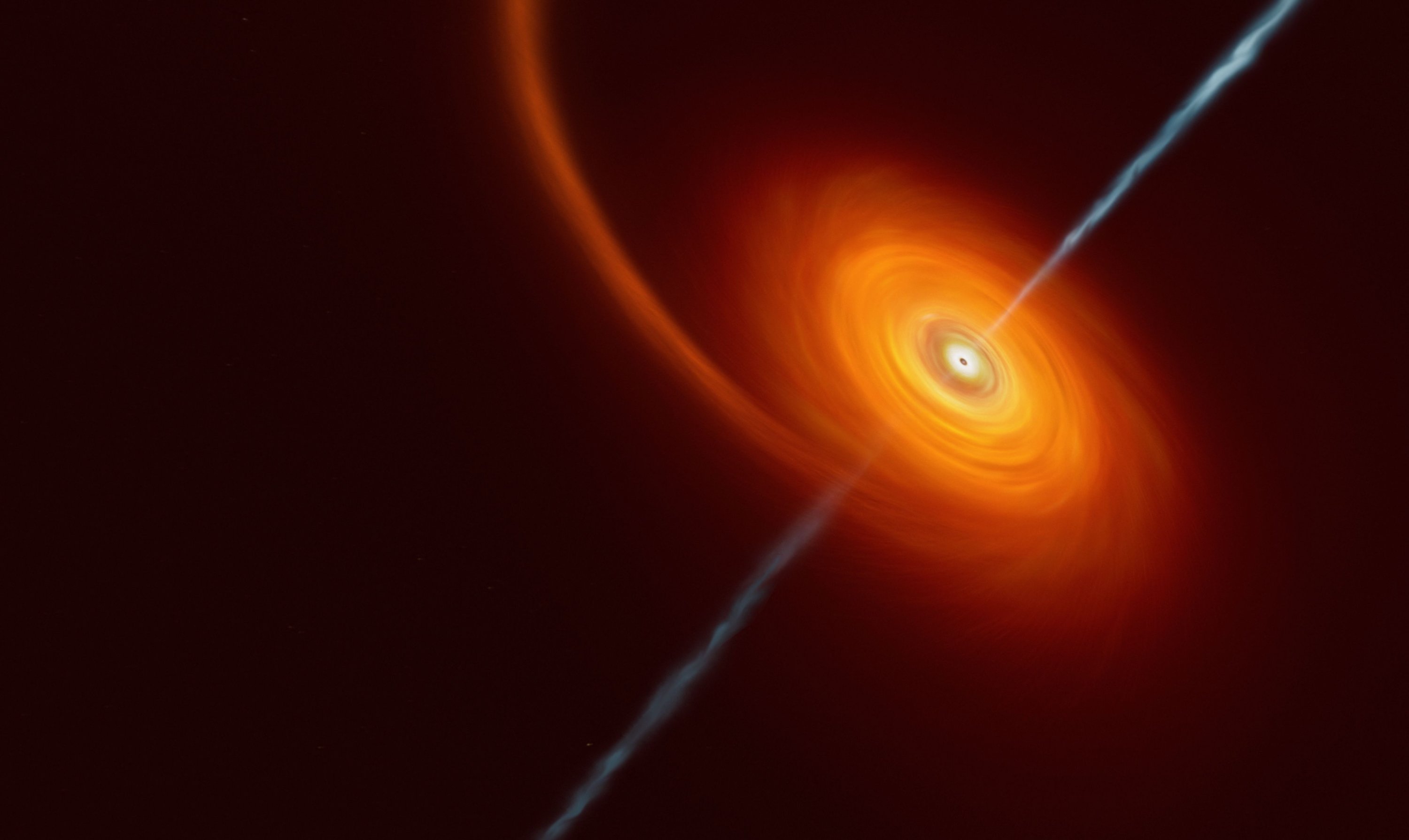 Kesan seniman menunjukkan bintang yang terlalu dekat dengan lubang hitam, 30 November 2022. (Foto AFP)