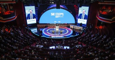 Communications Director Fahrettin Altun speaks at the Stratcom Summit 2022 in Istanbul, Türkiye, Dec. 2, 2022. (AA Photo)