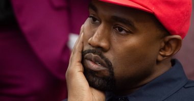 Rapper Kanye West attends a meeting with the then U.S. President Donald Trump in the Oval Office of the White House in Washington, U.S., Oct. 11, 2018. (AFP Photo)