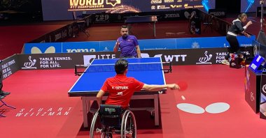 National athletes Nesim Turan and Abdullah Öztürk meet in the quarterfinals of the Para Table Tennis World Championship held Nov. 6-12, 2022, in Granada. (AA Photo)