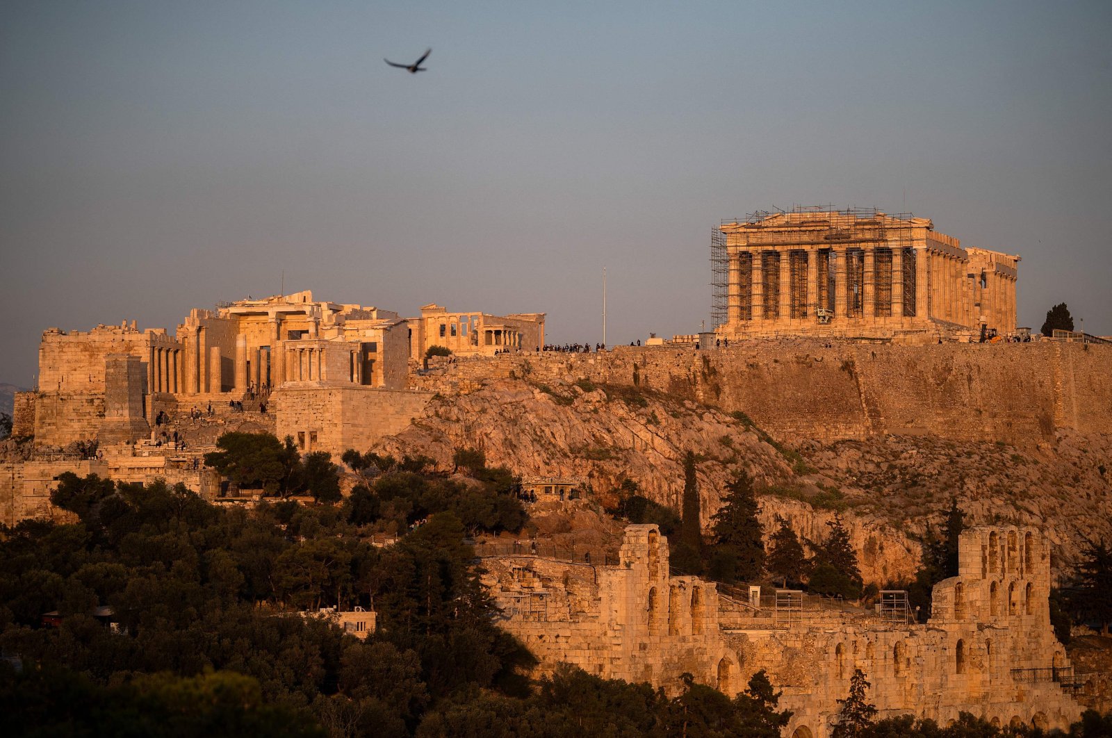 A photograph shows the Parthenon Temple at the top of the Acropolis hill in Athens, Greece, Nov. 15, 2022. (AFP Photo)