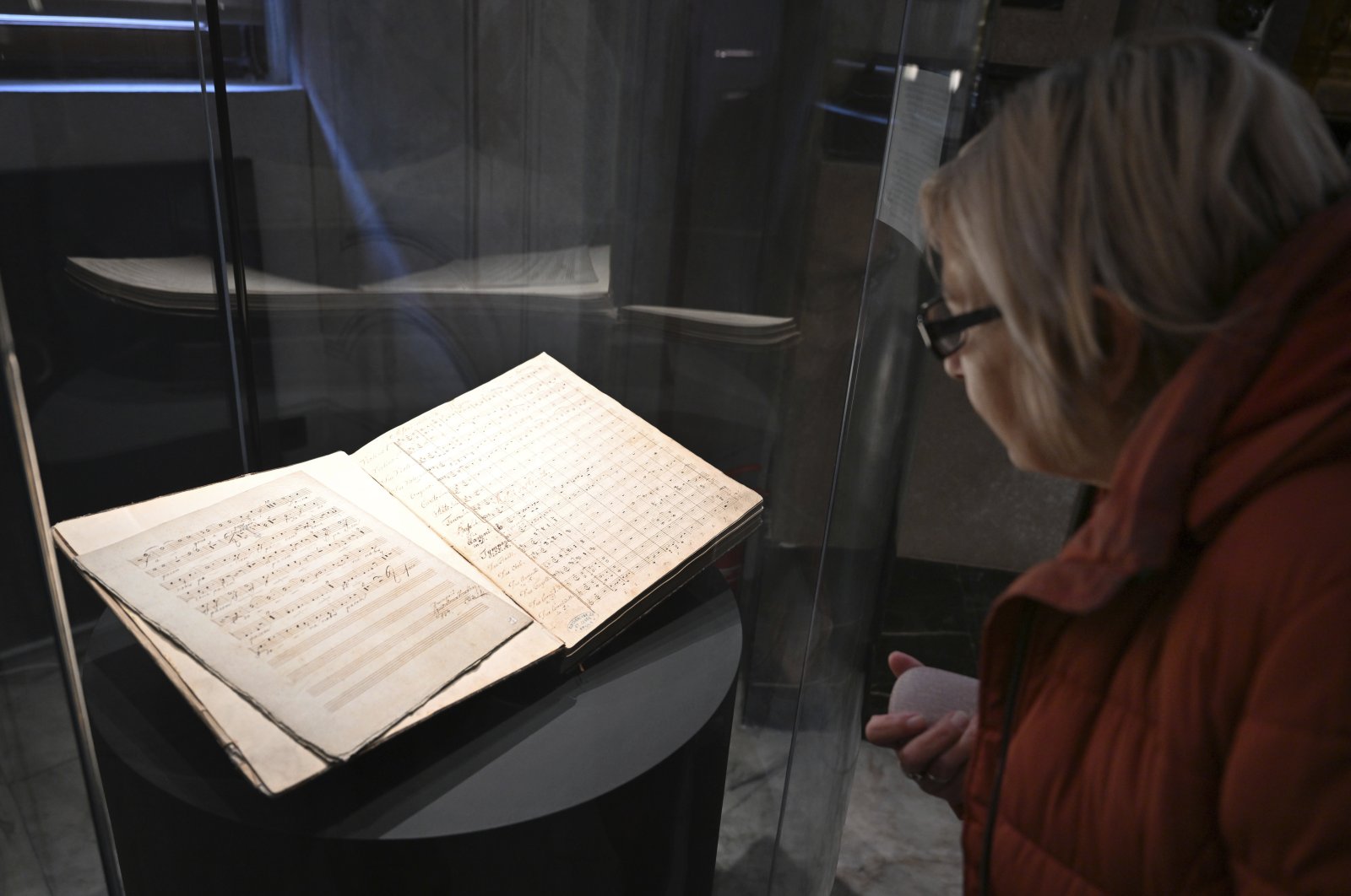 A Ludwig van Beethoven&#039;s music manuscript, is seen in the Moravian Museum&#039;s collection, Brno, Czech Republic, Nov. 30 2022. (AP Photo)