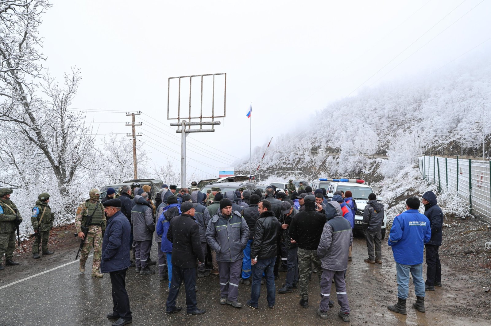 A group of Azerbaijani experts arrive in the Karabakh region housing Armenians and Russian peacekeepers to investigate alleged illegal mining activities on Dec. 3, 2022. (AA Photo)