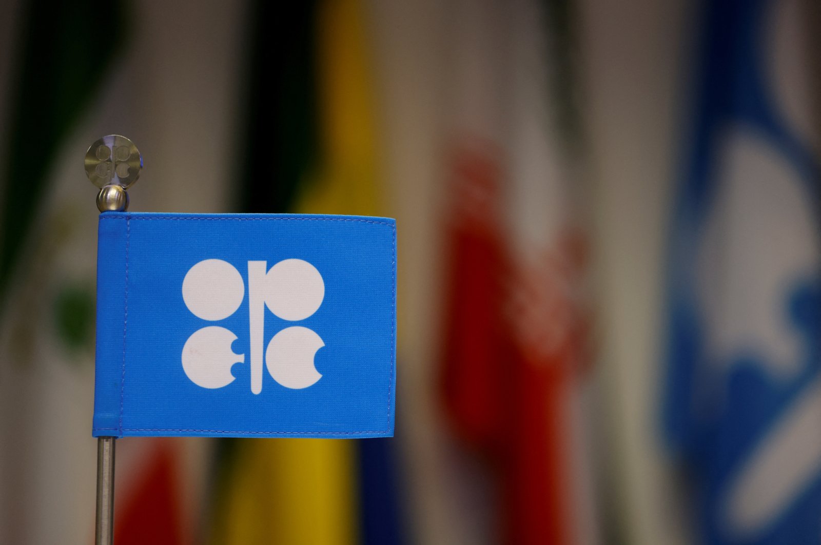 An OPEC flag is seen on the day of an OPEC+ meeting in Vienna, Austria, Oct. 5, 2022. (Reuters Photo)