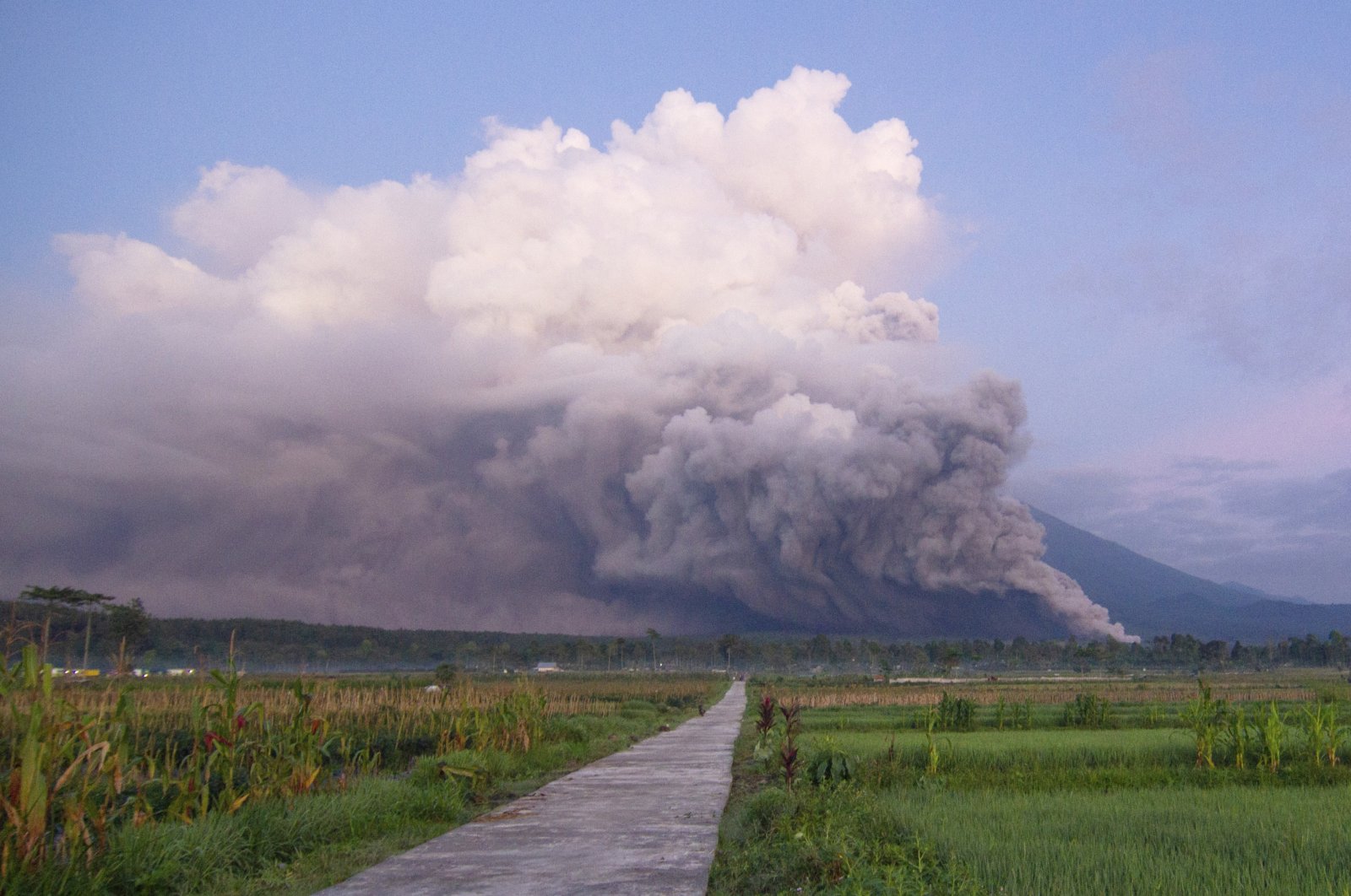 Mt. Semeru releases volcanic materials during an eruption, Lumajang, East Java, Indonesia, Dec. 4, 2022. (AP Photo)