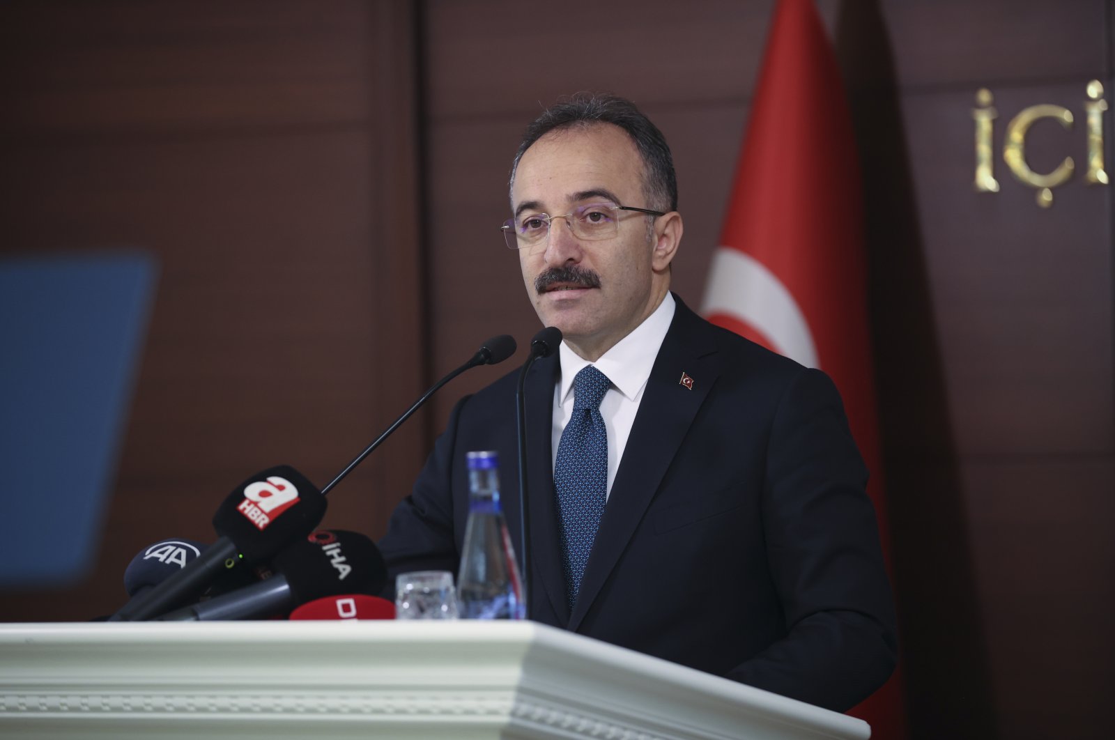Türkiye&#039;s Deputy Interior Minister Ismail Çataklı speaks at a monthly briefing in the capital Ankara on Dec. 5, 2022. (AA Photo)