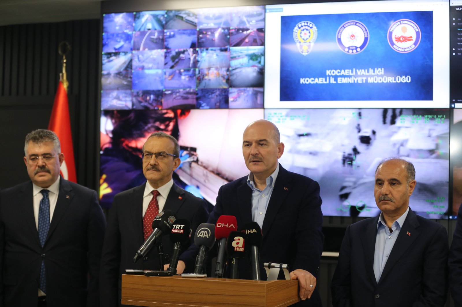 Interior Minister Süleyman Soylu speaks at a press conference after a major counter-narcotics raid, in Kocaeli, northwestern Türkiye, Dec. 5, 2022. (AA Photo) 
