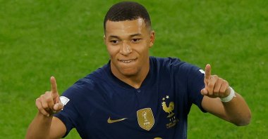 France&#039;s Kylian Mbappe celebrates a goal in a World Cup match against Poland, Doha, Qatar, Dec. 4, 2022. (AFP Photo)