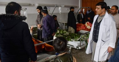 Relatives visit people injured in a bomb attack receiving treatment at a hospital in Mazar-e-Sharif, Afghanistan, Dec. 6, 2022. (AFP Photo)
