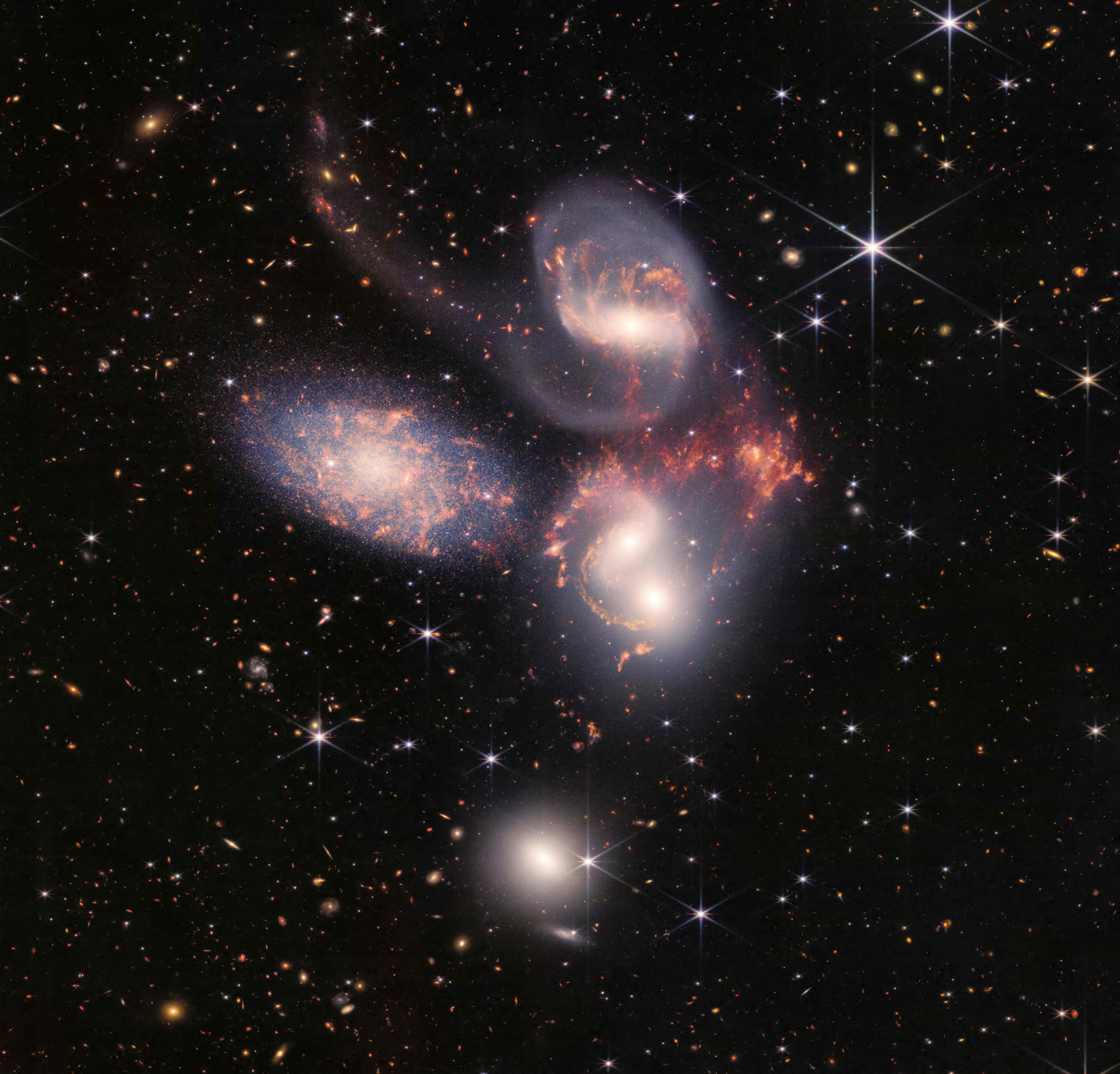 Stephan's Quintet, pengelompokan lima galaksi secara visual, 12 Juli 2022. (AFP Photo)