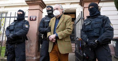 German special police forces detain Heinrich XIII Prinz Reuss, Frankfurt, Germany, Dec. 7, 2022. (AFP Photo)