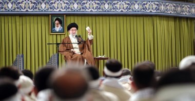 Iranian Supreme Leader Ayatollah Ali Khamenei speaks during a meeting with members of Iranian paramilitary volunteer forces (Basij), in Tehran, Iran, Nov. 26, 2022. (Iranian Supreme Leader's Office Handout via EPA)