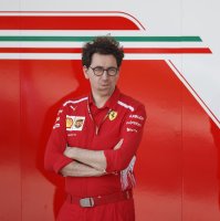 Former Ferrari Formula 1 boss standing in front of the Ferrari logo. (EPA Photo)