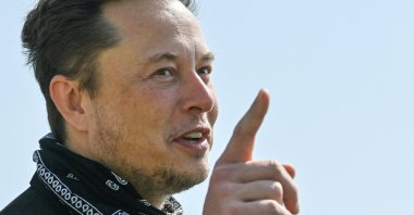 Tesla CEO Elon Musk gestures as he visits the construction site of Tesla's Gigafactory in Gruenheide near Berlin, Germany, Aug. 13, 2021. (Reuters Photo)