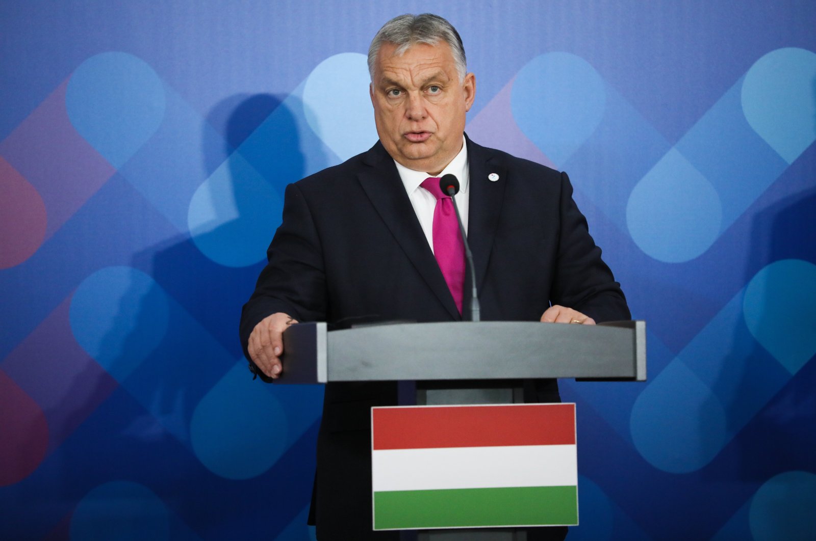 Hungarian Prime Minister Viktor Orban during a press conference after the Visegrad Group (V4) summit in Kosice, Slovakia, Nov. 24, 2022. (EPA Photo)