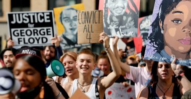 Protesters march during a brief rally after the sentencing of Derek Chauvin, the former Minneapolis police officer found guilty of killing George Floyd, a black man, Minneapolis, Minnesota, U.S., June 25, 2021. (Reuters Photo)