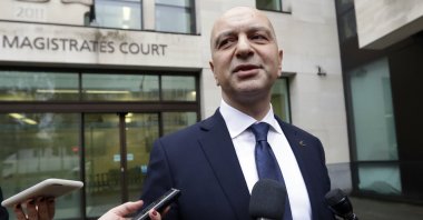 Akın İpek speaks to reporters as he leaves Westminster Magistrates Court, in London, United Kingdom, Nov. 28, 2018. (AP Photo) 