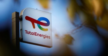 A sign with the logo of French oil and gas company TotalEnergies is pictured at a petrol station in Bouguenais near Nantes, France, Nov. 14, 2022. (Reuters Photo)