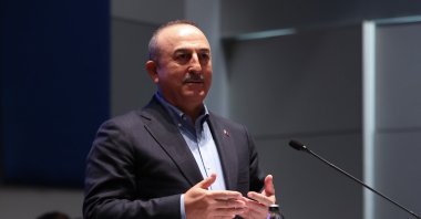 Foreign Minister Mevlüt Çavuşoğlu speaks at the “Türkiye’s Enterprising and Humanitarian Foreign Policy Conference" in Istanbul, Türkiye, Dec. 9, 2022. (AA Photo)
