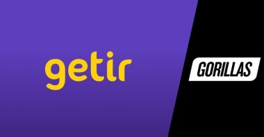 This undated photo shows logos of fast delivery companies Getir and Gorillas. (IHA File Photo)