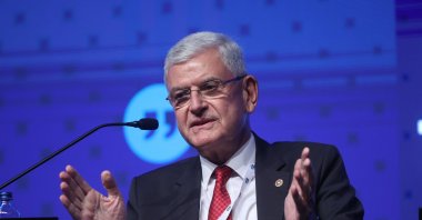 Former UNGA President Volkan Bozkır speaks at the TRT World Forum in Istanbul, Türkiye, Dec. 9, 2022. (AA Photo)