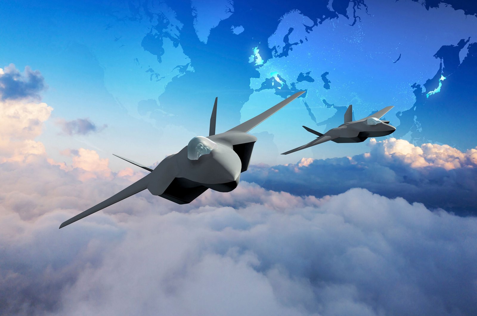 This handout image shared by the British Prime Minister&#039;s Office shows an artist&#039;s impression of what the final design could look like of the aircraft currently known as Tempest, Dec. 9, 2022. (AFP Photo)
