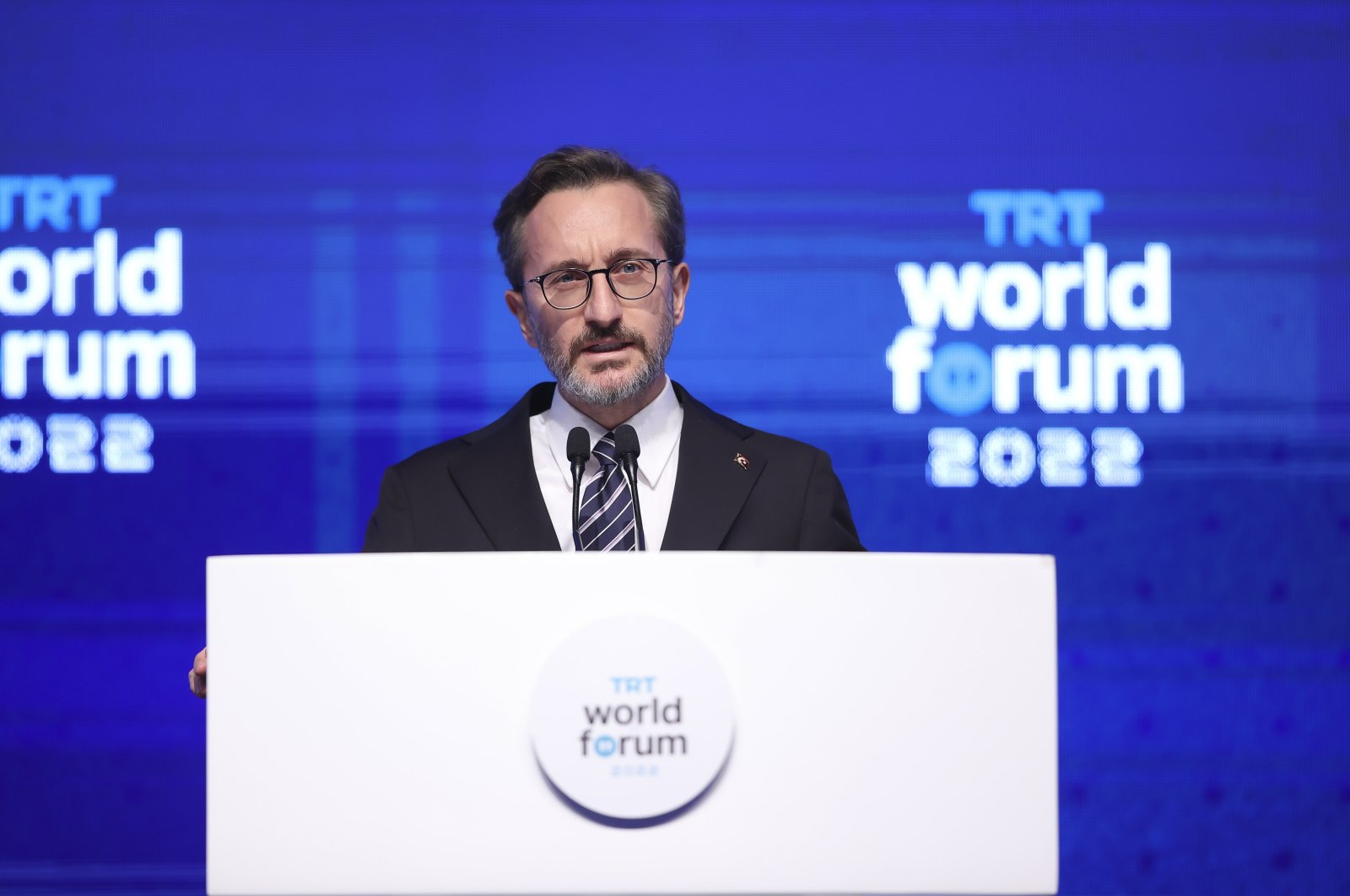 Presidential Communications Director Fahrettin Altun speaks at the TRT World Forum in Istanbul, Friday, Dec. 9, 2022. (AA Photo)