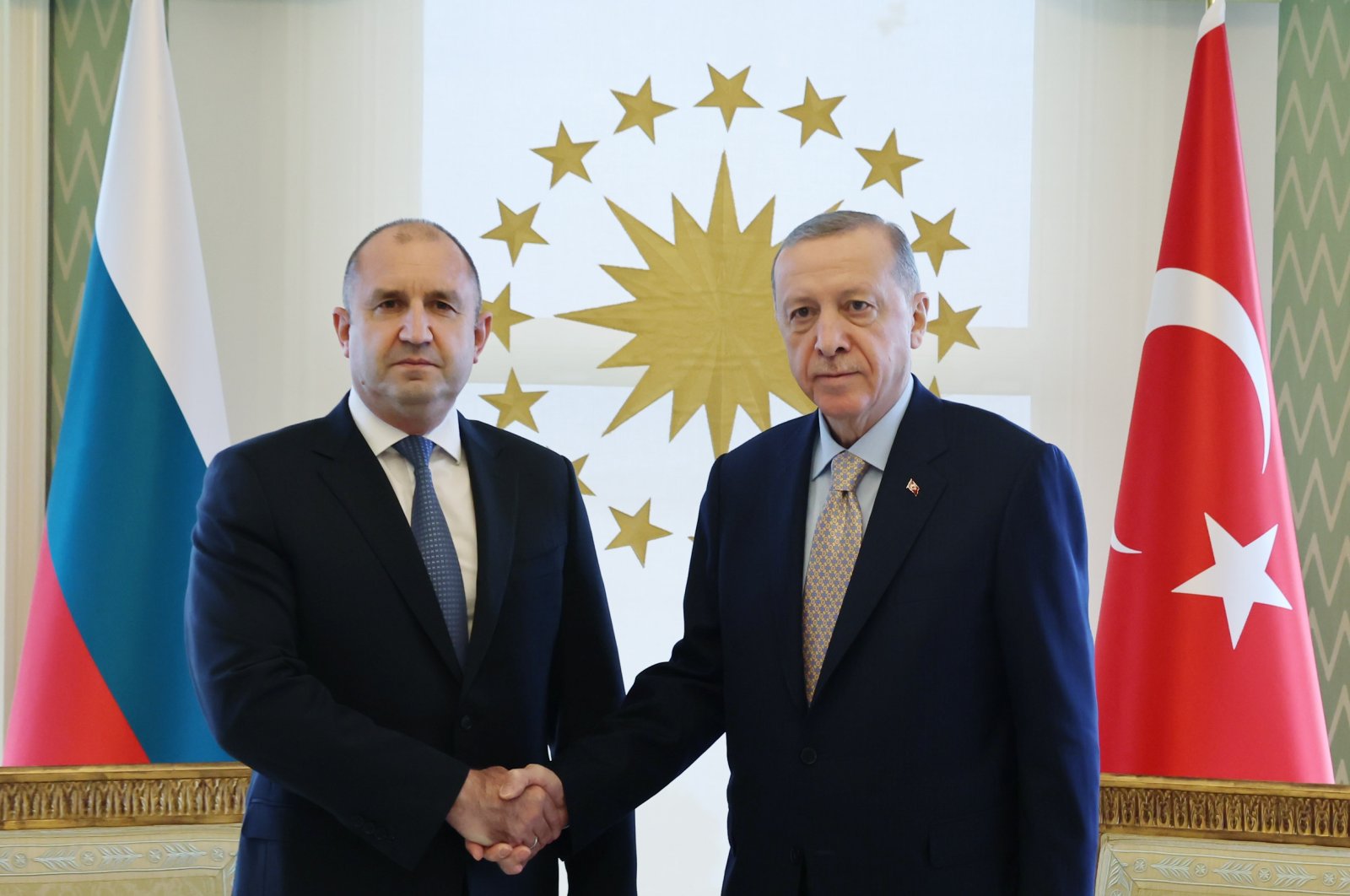 President Recep Tayyip Erdoğan hosts his Bulgarian counterpart Rumen Radev in Istanbul for talks., Dec. 9, 2022. (AA Photo)