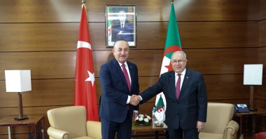 Foreign Minister Mevlüt Çavuşoğlu and his Algerian counterpart Ramtane Lamamra are seen in Algiers, Algeria, Dec. 10, 2022. (AA Photo)