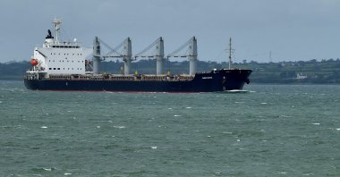 The Panama-flagged bulk carrier ship the Navi Star arrives at Foynes Port delivering 33,000 tons of Ukrainian corn to Ireland after departing from Odessa following the Black Sea grain initiative, in Foynes, Ireland, Aug. 20, 2022. (Reuters Photo)