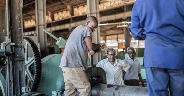 Employees work in the workshop at the old Franco-Ethiopian train station in Dire Dawa, Ethiopia, Oct. 24, 2022. (AFP Photo)