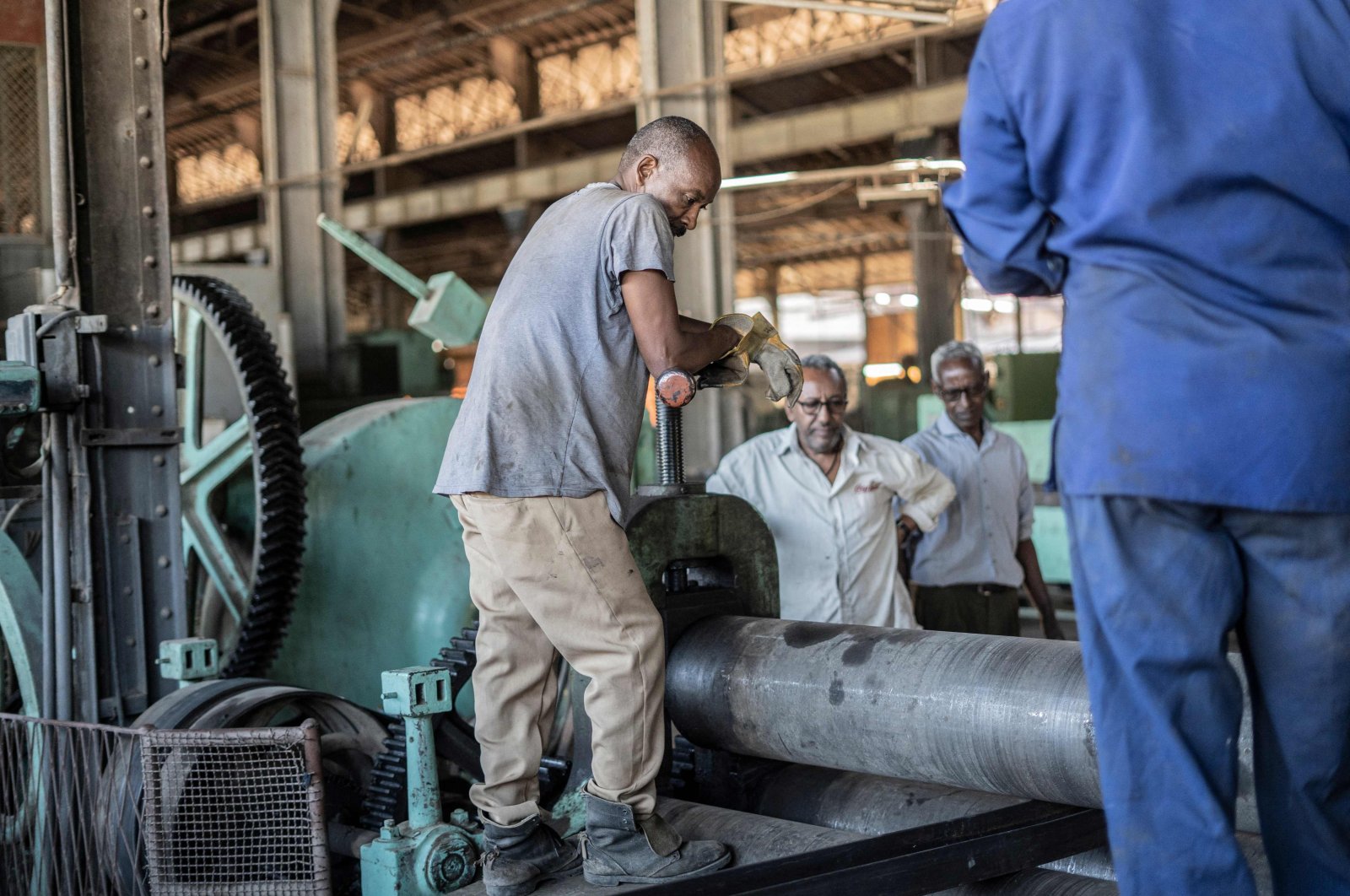 Employees work in the workshop at the old Franco-Ethiopian train station in Dire Dawa, Ethiopia, Oct. 24, 2022. (AFP Photo)