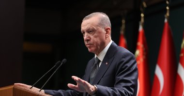 President Recep Tayyip Erdoğan speaks following a Cabinet meeting at the Presidential Complex in the capital Ankara, Türkiye, Dec.12, 2022. (AA Photo)