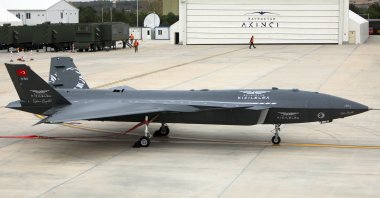 The National Unmanned Combat Aerial Vehicle System named Kızılelma, is seen at an air base in northwestern Tekirdağ province, Türkiye, Nov. 20, 2022. (AA Photo)