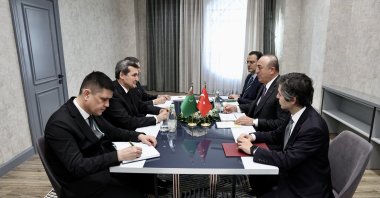 Foreign Minister Mevlüt Çavuşoğlu meets with Turkmenistan&#039;s Foreign Minister Rashid Meredov in Turkmenistan, Dec. 13, 2022. (AA Photo)