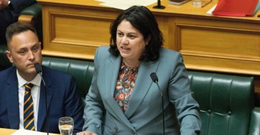 New Zealand Minister for Research, Science and Innovation, and Associate Minister of Health Ayesha Verrall speaks about the smoke-free legislation at its third reading at Parliament in Wellington on Dec. 13, 2022. (AFP Photo)