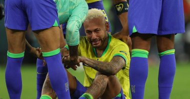 Brazil's forward Neymar cries after his team lost the Qatar 2022 World Cup quarterfinal football match between Croatia and Brazil at Education City Stadium, Al-Rayyan, Doha, Qatar, Dec. 9, 2022. (AFP Photo)