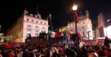 Morocco fans in London after the Morocco v Portugal match, London, Britain, Dec. 10, 2022. (Reuters Photo)