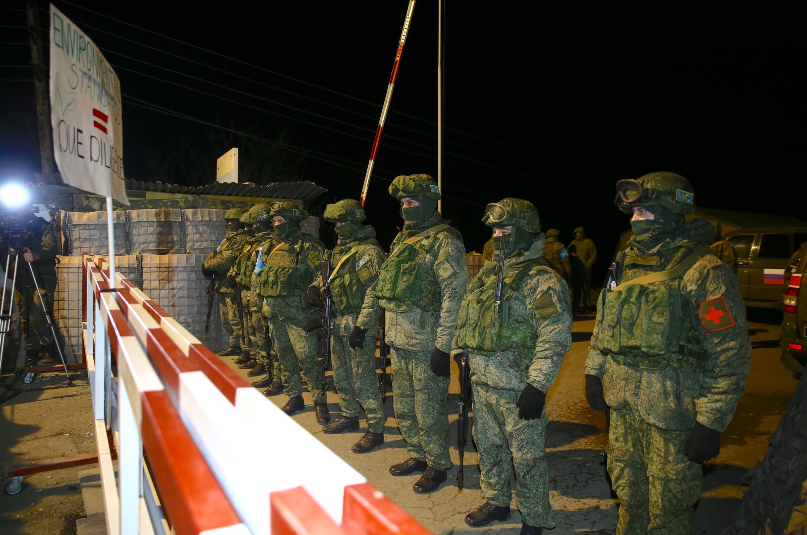 Russian troops are seen in at the Lachin corridor in Shusha, Karabakh, Azerbaijan, Dec. 14, 2022. (AA Photo)