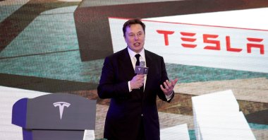 Tesla Inc. CEO Elon Musk speaks at an opening ceremony for the Tesla China-made Model Y program in Shanghai, China, Jan. 7, 2020. (Reuters Photo)