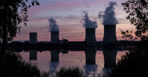 White steam billows from the Cattenom nuclear power plant at sunset in Cattenom, eastern France, June 2, 2020. (AFP Photo)