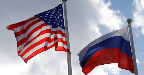 Russian and U.S. state flags fly near a factory of Ford Sollers, a joint venture of U.S. carmaker Ford with Russian partners, in Vsevolozhsk, Leningrad Region, Russia, March 27, 2019. (Reuters File Photo)
